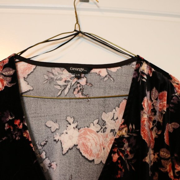 George Velvet Floral Wrap Top - Picture 2 of 6